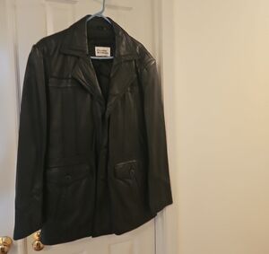 The Leather Warehouse Black Leather Trench Coat With removable Lining